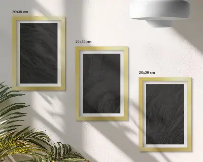 Keretezett triptichon sötét márvány mintázat elegáns stílusban
