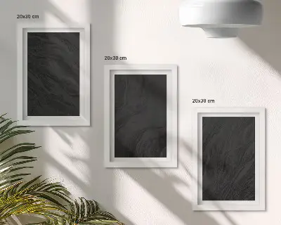 Keretezett triptichon sötét márvány mintázat elegáns stílusban