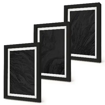 Keretezett triptichon sötét márvány mintázat elegáns stílusban