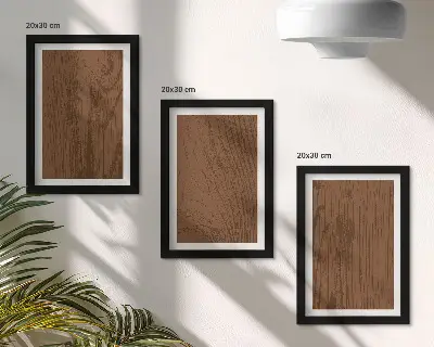 Keretezett triptichon minimalista fa kéreg textúra mintával
