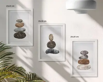 Kövek halmai minimalista bohém triptichon keretezett festmény