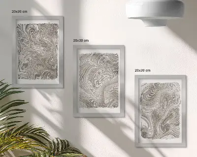 Modern absztrakt festmény szett kerettel modern formákkal