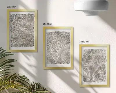 Modern absztrakt festmény szett kerettel modern formákkal