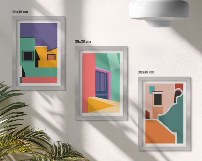 Modern keretezett kép szett Színes illusztrációk a városról modern stílusban
