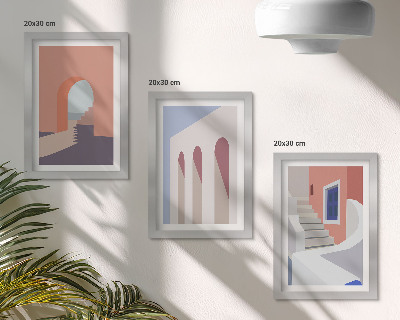 Keretezett triptichon Városi építészet illusztrációi minimalista stílusban