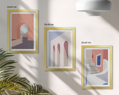 Keretezett triptichon Városi építészet illusztrációi minimalista stílusban