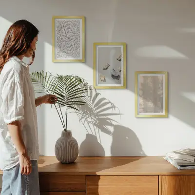 Keretezett triptichon boho textúrák természetes szerkezetek mintával