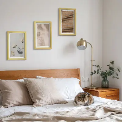 Modern keretezett kép szett kövek, fa és szövet textúrákkal