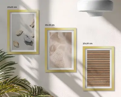 Modern keretezett kép szett kövek, fa és szövet textúrákkal