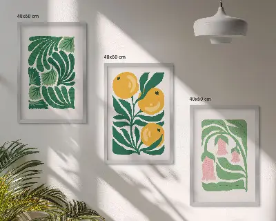Minimalista növényi mintás keretezett képszett hálószobába
