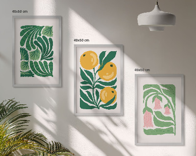 Keretezett kép szett hálószobába Minimalista növényi minták