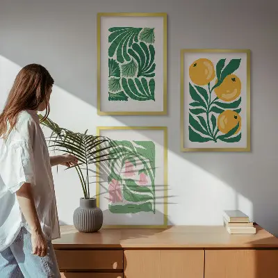 Minimalista növényi mintás keretezett képszett hálószobába