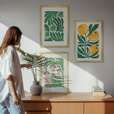 Keretezett kép szett hálószobába Minimalista növényi minták