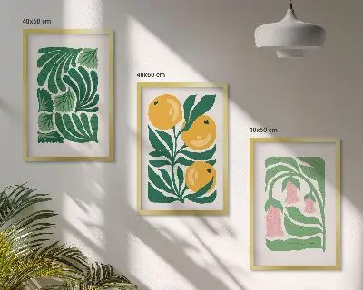 Minimalista növényi mintás keretezett képszett hálószobába