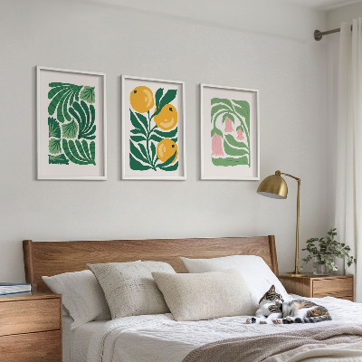 Keretezett kép szett hálószobába Minimalista növényi minták