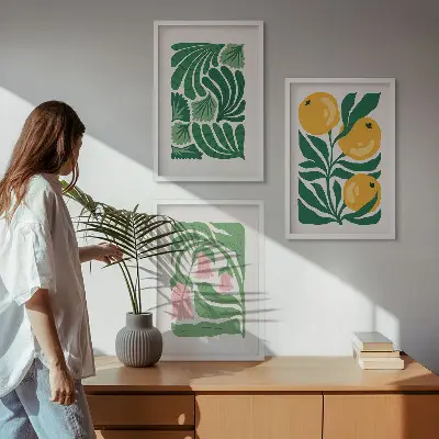 Minimalista növényi mintás keretezett képszett hálószobába