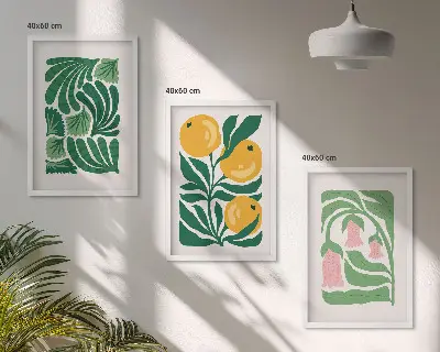 Minimalista növényi mintás keretezett képszett hálószobába