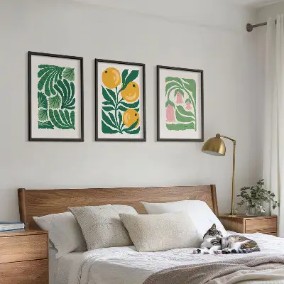 Minimalista növényi mintás keretezett képszett hálószobába