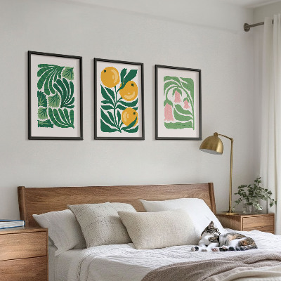 Keretezett kép szett hálószobába Minimalista növényi minták