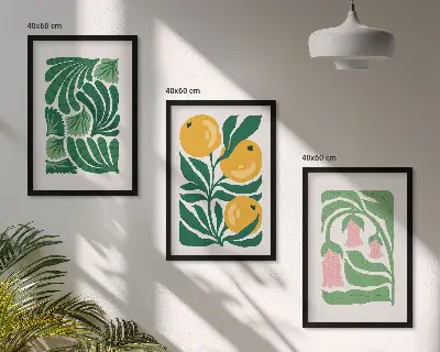 Minimalista növényi mintás keretezett képszett hálószobába