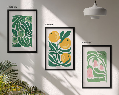 Keretezett kép szett hálószobába Minimalista növényi minták