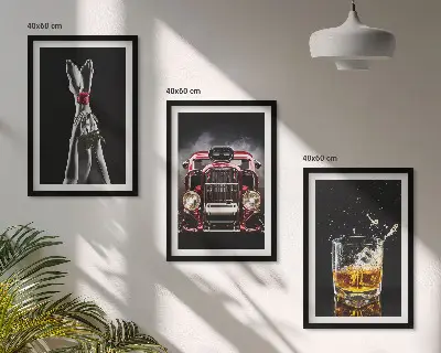 Keretezett képszett hálószobába női lábak, rózsa, autó és whisky mintával