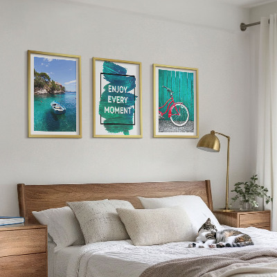 Keretezett kép szett hálószobába Tengeri hajó kerékpár inspiráció