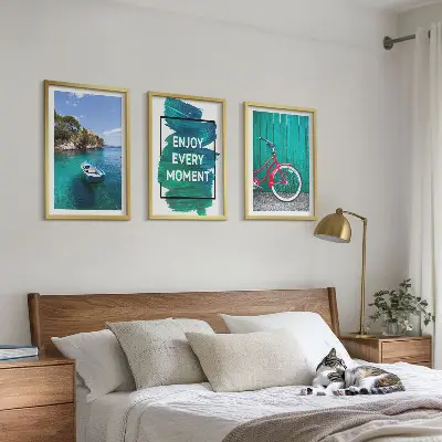 Keretezett képszett hálószobába tengeri hajós és kerékpáros inspirációval