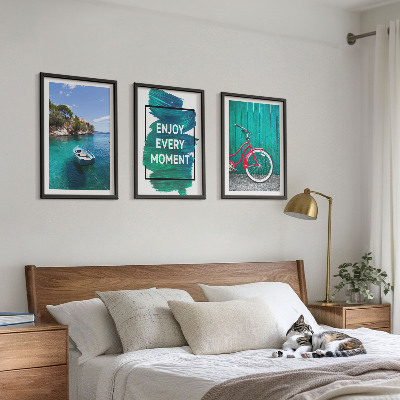 Keretezett kép szett hálószobába Tengeri hajó kerékpár inspiráció