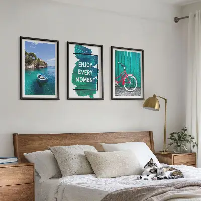 Keretezett képszett hálószobába tengeri hajós és kerékpáros inspirációval