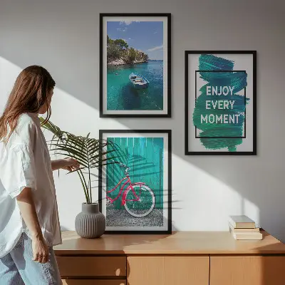 Keretezett képszett hálószobába tengeri hajós és kerékpáros inspirációval