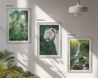 Dzsungel tigris vízesés mintás falikép keretezett szett hálószobába