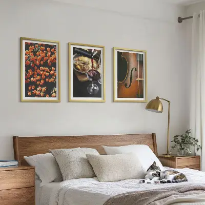 Dekoratív falikép szett vintage virágok, bor és hegedű mintával