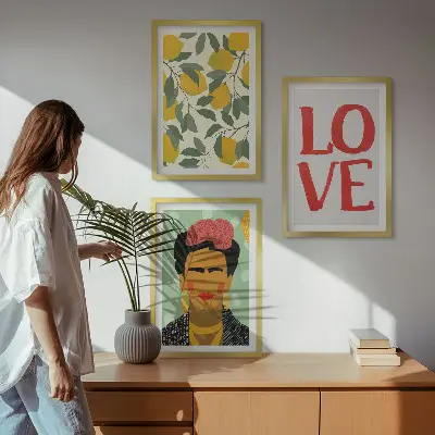 Citromos LOVE portré Fridáról keretezett képszett hálószobába