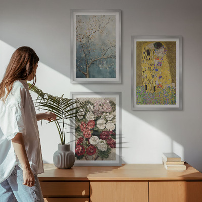 Keretezett kép szett hálószobába A fa virágai Klimt festmény