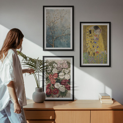 Keretezett kép szett hálószobába A fa virágai Klimt festmény