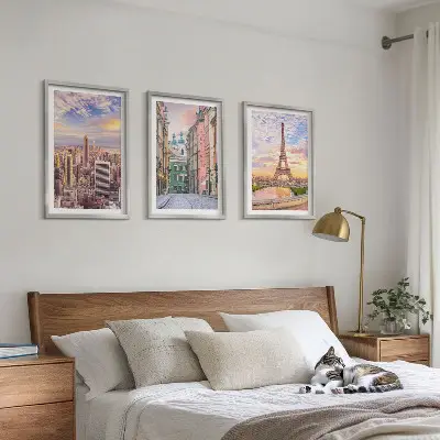 Fali dekorációs képszett New York és Párizs alkonyat mintával