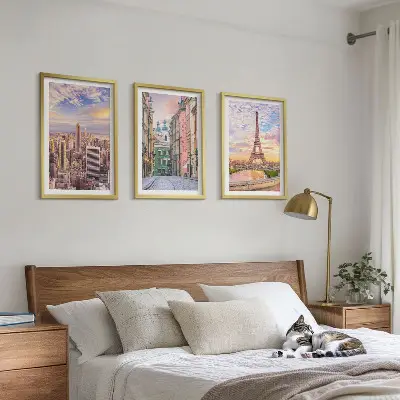 Fali dekorációs képszett New York és Párizs alkonyat mintával