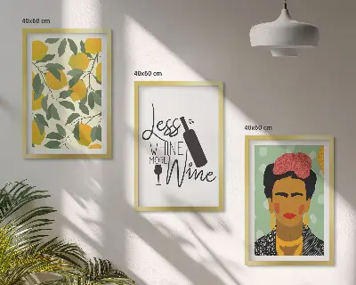 Frida portré citromos mintával keretezett képszett hálószobába