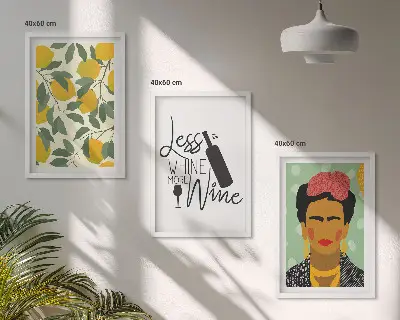 Frida portré citromos mintával keretezett képszett hálószobába