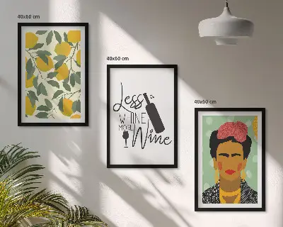 Frida portré citromos mintával keretezett képszett hálószobába