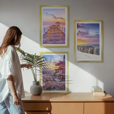 Romantikus égboltok keretezett képszett hálószobába