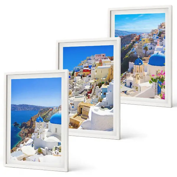 Fali dekorációs képszett Oia Santorini tájépítészeti motívummal