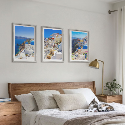 Fali dekoráció kép készlet Oia Santorini tájépítészete