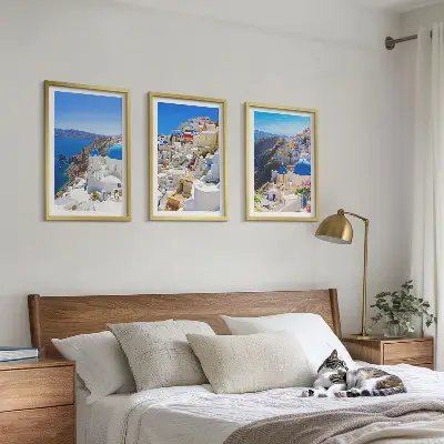 Fali dekorációs képszett Oia Santorini tájépítészeti motívummal