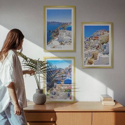 Fali dekoráció kép készlet Oia Santorini tájépítészete