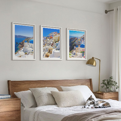 Fali dekoráció kép készlet Oia Santorini tájépítészete
