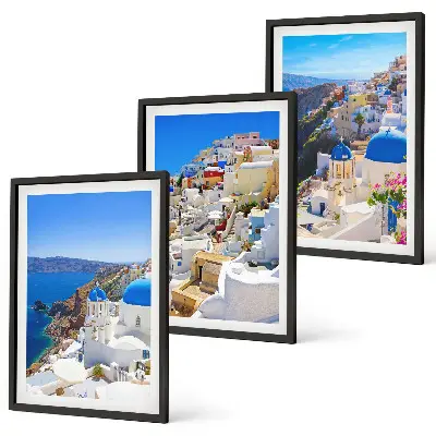 Fali dekorációs képszett Oia Santorini tájépítészeti motívummal