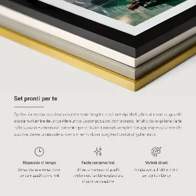 Fali dekorációs képszett Oia Santorini tájépítészeti motívummal