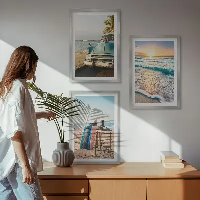 Fali dekorációs képkészlet Miami naplementés vakáció mintával